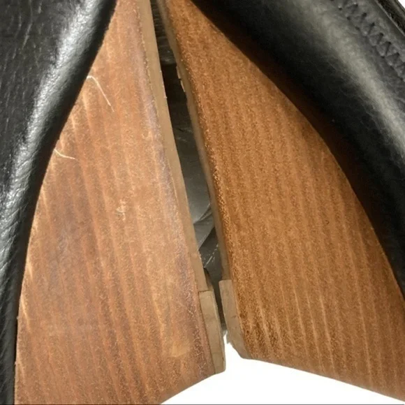 Tory Burch black leather wedge pumps 10